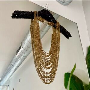 Vintage Multi-bead Gold Beaded Necklace/ Chest Piece